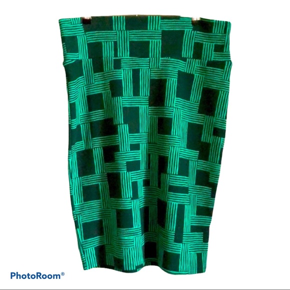 Geometric Office Siren Green Basket Weave Pencil Skirt‎ L - Picture 2 of 4